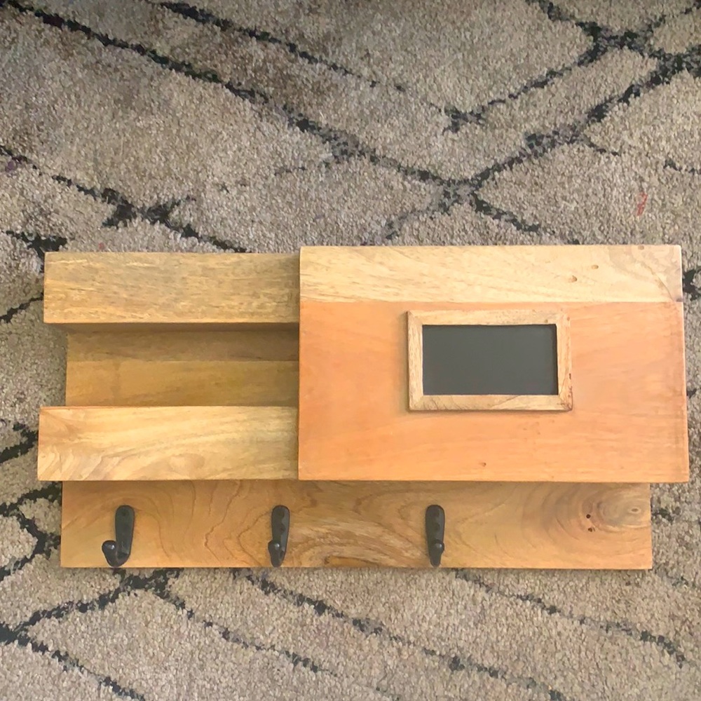 Wooden mail and key holder